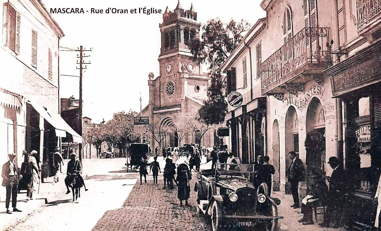 748- Mascara - Rue d'Oran et l'Eglise.jpg